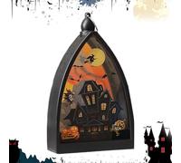 Halloween Led Lamp, Spooky Lantern Decor, 3.7x1.97in Tabletop Centerpiece Light, Flickering Effect, Pumpkin Halloween Lamps for Home, Indoor, Outdoor, Desk, Fireplace, Party