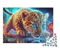 Halloween Leopard Puzzle da Viaggio da 1000 Pezzi per Adulti Cucciolo di Leopardo Fantasmi Zucca Halloween Premium Spesso Robusto Alta Qualità Sfidante Antistress 70x50cm/1000pcs