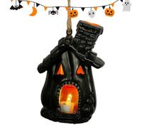 Halloween Light, Spooky Gothic Indoor Pumpkin Lighting, 3.15x2.56x4.33 Inches Haunted House-Themed Ornament for Holiday Party Home Bedroom Hallway Lawn Festival Interior Decor