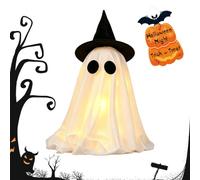 Halloween Light-Up Ghosts Decorations with Witch Hats, Table Decor (B-1)