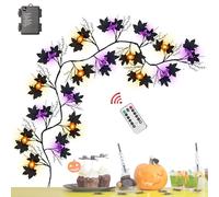 Halloween Lights, Garland with Orange Pumpkin and Bat, Eight Mode Battery Operated, Waterproof Decorative String, Perfect for Indoor Outdoor Living Room, Window Mantle Balcony Home Decor Celebration