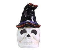 Halloween Lights Ornament - Handheld Jack Lantern, Spooky Gothic Decor | Ceramic Hollow Lighted Skull Ornaments, Halloween Haunted House Accent Lighting, Glowing Party Decoration