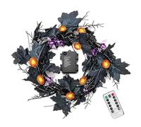 Halloween Lights, Pumpkin Bat Garland, 8-Mode LED String, Battery Operated Waterproof Set, Flexible Hanging Design, Indoor Outdoor Decoration for Window Mantle Balcony Living Room Use