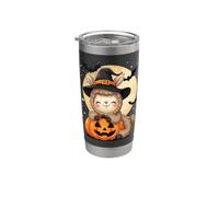 Halloween Llama strega cappello zucca spettrale Bicchiere termico in acciaio inox doppia parete