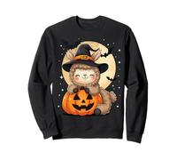 Halloween Llama Strega Cappello Zucca spettrale Felpa