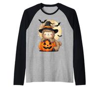 Halloween Llama Strega Cappello Zucca spettrale Maglia con Maniche Raglan