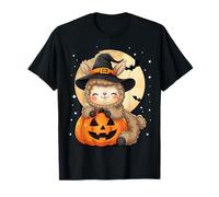 Halloween Llama Strega Cappello Zucca spettrale Maglietta