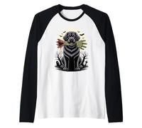 Halloween Luna Mano Zombie Newfoundland Dog Newfie Maglia con Maniche Raglan