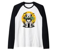 Halloween Luna Zombie Great Pyrenees Pyrenean Mountain Dog Maglia con Maniche Raglan