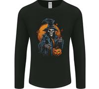 Halloween Mago Strega con Una Zucca Teschio Uomo Maniche