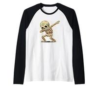 Halloween Mandala Art Scheletro Dabbing Maglia con Maniche Raglan