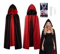Halloween Mantello Vampiro 140cm Mantello Vampiro Double Face per Bambini con Cappuccio M-antello Da Dracula, Halloween M-antelli Costume per Cosplay The Witcher Vampirina H-alloween Carnevale