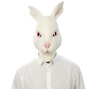 HALLOWEEN MASCHERA IN LATTICE CONIGLIO RABBIT LATEX MASK BIANCONIGLIO