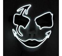 Halloween Maschera, LED Luminous Maschera Halloween Terror Maschera Halloween Festa Gioco di ruolo Halloween Costume Ballo Carnevale Regalo (Bianco)