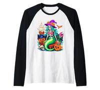 Halloween Mermaid Skeleton Pirate Voyage Maglia con Maniche Raglan