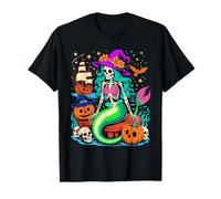 Halloween Mermaid Skeleton Pirate Voyage Maglietta
