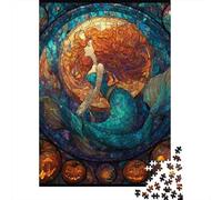Halloween Mermaid Stained Glass Puzzle Impossible 1000Pcs Decorazione Per La Casa. Rilassamento E Intelligence Per Adulti E Bambini Da 12 Anni 70x50cm/1000pcs