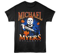 Halloween - Michael Myers - T-Shirt A Maniche Corte Nera Con Stampa Frontale