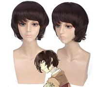 Halloween Moda Festa di Natale Vestire Parrucca Bungou Cane randagio Naturale Ricci Capelli Corti Marrone Scuro Capelli Finti Osamu Dazai Cos Parrucca