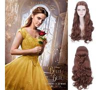 Halloween Moda Festa di Natale Vestire Parrucca Cosplay La Bella E La Bestia Belle Principessa 2017 Live Action Movie Misto Marrone Capelli Lunghi Ricci