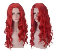 Halloween Moda Festa di Natale Vestire Parrucca Sea King Principessa Mera La stessa parrucca rossa Copricapo Parziale Grande Ondulato Lungo Capelli Ricci