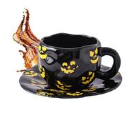Halloween Mug - 320 ml Ceramic Irregular Drinking Cups, 17 x 17 x 9,5 cm Holiday Drinkware For Wine Milk Beer Juice Tea Collectors Students Teachers Living Room Office Restaurant Hotel Study Fall