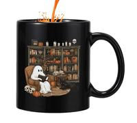 Halloween Mug - Pumpkin Ceramic Coffee Cup, Festive Holiday Drinkware | Spooky 400 ml Decorative Beverage Holder with Ergonomic Handle for Kitchen Dorm Travel Camping, Black Ceramic Drinking Tazze