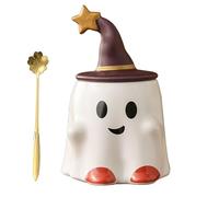 Halloween Mug with Adorable Ghostface Design - Ceramic Ghost Coffee Mug Featuring Purple Wizard Hat, Perfect Cute Gifts for Family & Friends During Halloween Season (#2)