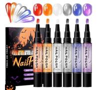 Halloween Nail Pen Set - Water- DIY Liner Brushes | 6-Piece Kit | Quick-Drying Water- Solid Colors, Fine Point Painting & Dotting Tip, 5ml Each, for Home Manicure & Salon