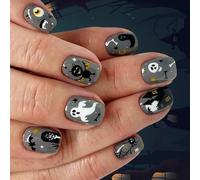 Halloween Nails 24pcs Skeleton House Art Con Disegni Ale Pipistrello Per Evento In Costume Riutilizzabile Halloween Nail