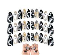 Halloween Nails, 30 Pieces Reusable Halloween Art Manicure | 3D Ghost Design And Spider Pattern Press on Nails for Women Holiday Party Home Salon