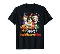Halloween Natale Hallothanksmas Jack Russell Cane Maglietta