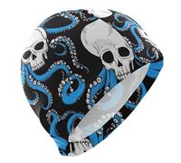 Halloween Nero e Bianco Cranio Blu Animale Mare Mens Nuotare per Unisex Adulti Capelli Corti Impermeabile Nuotare per gli Uomini Protezione dei Capelli e Drag Riduzione gorros para natacion