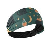 Halloween Nero Gatti e Luna Modello Verde Raffreddamento Fasce in tessuto elastico tennis fasce per il lavaggio del viso viso Calcio make up diademi para mujer