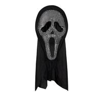 Halloween Nero Maschera Ghost Scream Horror Maschera Ghost Taglia Unica con Strass e Rete,Maschere Horror Scream Perfetto per Feste in Maschera,Halloween,Ballo di Fine Anno