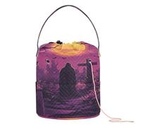 Halloween Night Creepy Moonlight Crochet Tote Bag Crochet Yarn Organizer Borse Portatile per Uncinetto Ago Crochet Progetto