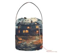 Halloween Night Creepy Moonlight Yarn Storage Crochet Hook Bag con fori Borse di stoccaggio per kit di lavoro a maglia organizzatore artigianale
