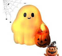 Halloween Night Light, Ghost Lamp, Nursery Night Lamp, Ghost with Pumpkin Home Decoration Table Accessories For Bathroom Kitchen Study Reading Corner Halloween Room Party Entryway Bedroom