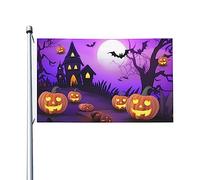 Halloween Night Moon 3x5 Feet Yard House Bandiere Double Face, Zucca Casa Banner con occhielli Indoor Outdoor Party Holiday Home Decor