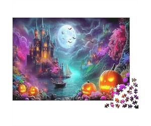Halloween Night Puzzle per Adultoi 1000 Pezzi Recyclable Spooky Scene Puzzles Interessante Gioco Per La Famiglia Props Fun Present for Benedizioni Di Vacanza Regalo 52x38cm/1000pcs
