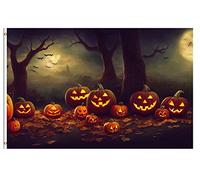 Halloween Night Scary Pumpkin Lantern Bat In A Mysterious Wood Halloween Bandiera Esterna 90X150Cm Stagionali Bandiere Moda Bandiera Di All'Aperto Per Prato Spiaggia Esterni