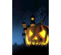 Halloween Notebook: Lined Journal For Back to School, Office, Work With Scary & Spooky Pumpkin, Graveyard, Haunted House & Moon