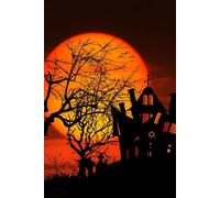 Halloween Notebook: Lined Journal For Back to School, Office, Work With Spooky Haunted House Design