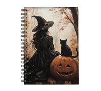 Halloween Notebook | Vintage Black Cat Pumpkin Witch Spiral Planner