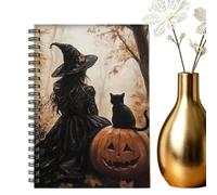 Halloween Notebook Vintage Black Cat Witch Spiral Planner