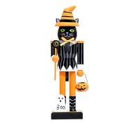 Halloween Nutcracker, 10 inches Pumpkin/Skeleton/Witch/Black Cat Nutcracker, Wooden Handpainted Collectible Nutcrackers Figures for Table Centerpiece Mantel Halloween Decorations