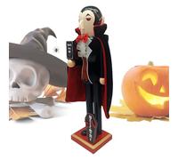 Halloween Nutcrackers Figures - Wooden Vampire Skeleton Collectibles, Festive Gothic Figurine Decoration, Decorative Seasonal Ornament Accent, Spooky Character Display | For Shelf Fireplace Tabletop C