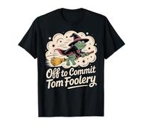 Halloween off to Commit Tom Foolery Frog Witch Scopa Maglietta