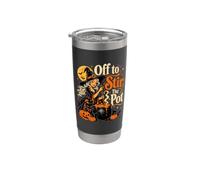 Halloween Off to Stir The Pot Witch Black Cat Pumpkin Bicchiere termico in acciaio inox doppia parete