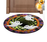 Halloween Optical Illusion Rug - 24x24in Ghost Skeleton Non Slip Mat | Soft Non Slip Halloween Rug With 24x24in Ghost Skeleton Optical Illusion Design For Home Bedroom Bathroom Kitchen Entryway